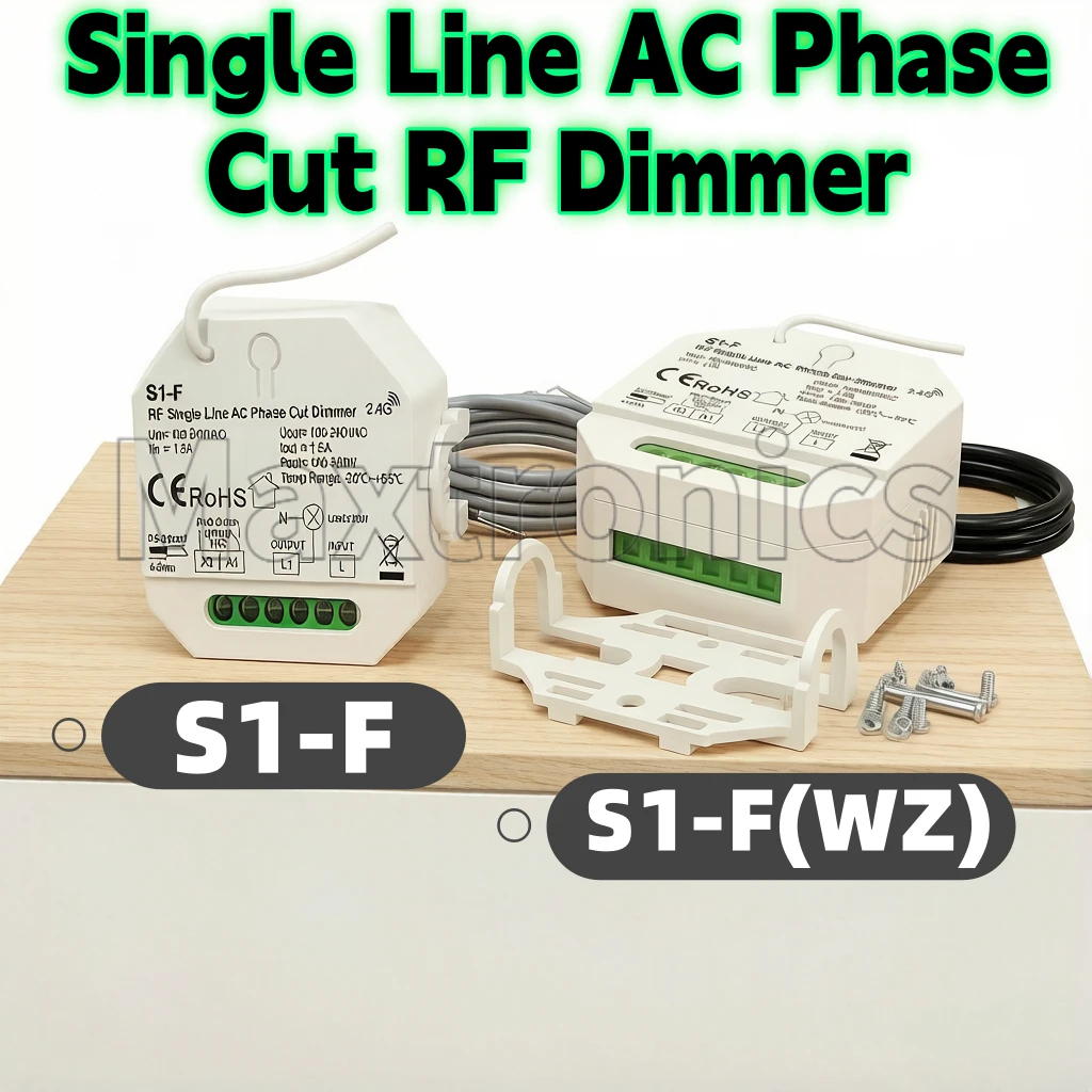 S1-F/ ZigBee + RF S1-F(WZ) Single Line AC Phase Cut RF Dimmer for Traditional Incandescent Halogen Lights DIM Dimmable LED Lamps