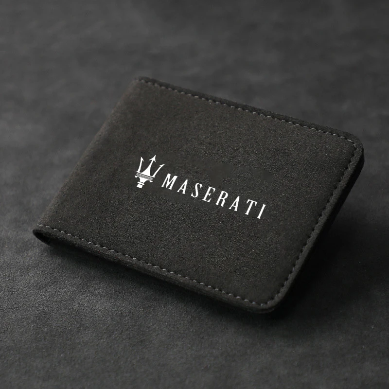 Suede ID Card Driver License Holder Organizer Bag Auto Styling Accessory For Maserati Granturismo Quattroporte Levante Coupe GTS