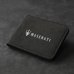 Suede ID Card Driver License Holder Organizer Bag Auto Styling Accessory For Maserati Granturismo Quattroporte Levante Coupe GTS