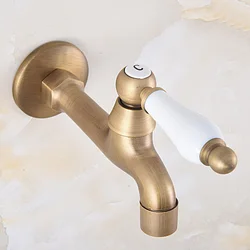 Grifo de fregadero de latón antiguo montado en la pared para cocina, baño y jardín, grifo de agua fría de un solo Mango, zav312