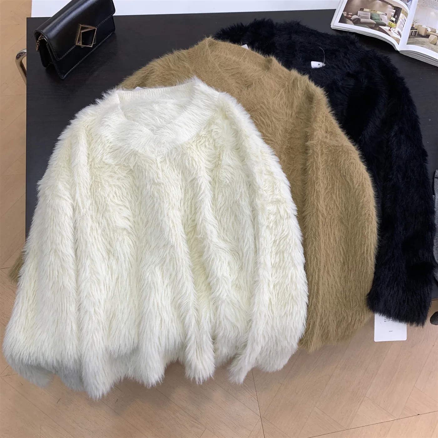 

Ladies' V-ne Sweater Loose Fit Autumn Winter Faion Design Tassel Detail Versatile Slimming Top Sweet Sle Long Sve