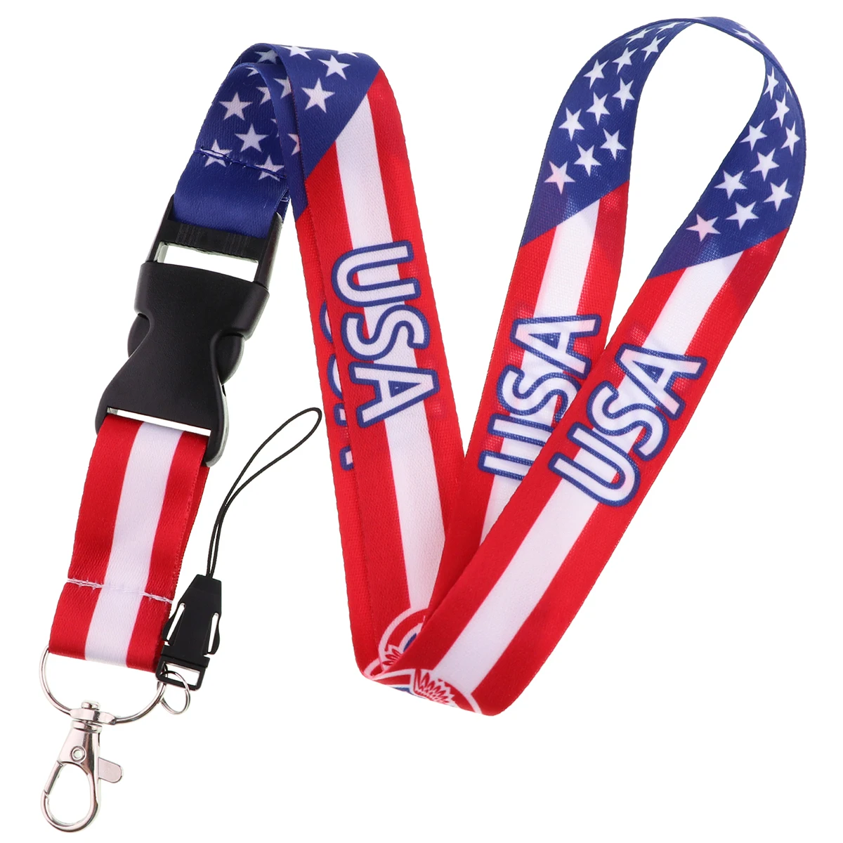 American Flag Lanyard for Key ID Card Gym Cell Phone Straps USB Badge Holder DIY Neck Strap Hang Rope Fashion Lanyard