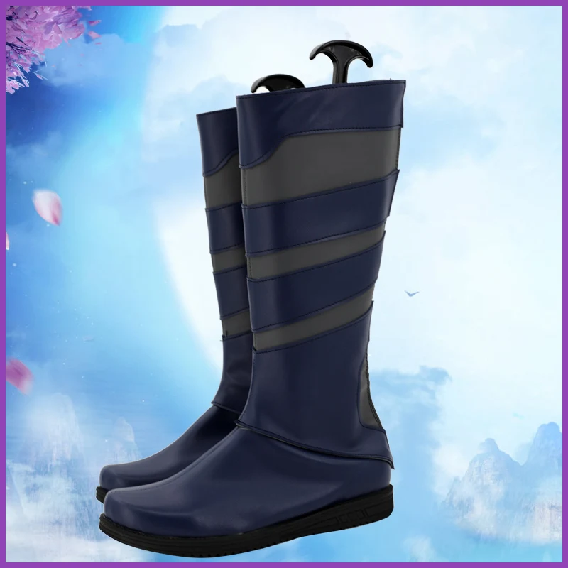 LOL The Unforgotten Yone Cosplay Chaussures en cuir, Bottes longues, Halloween, Noël, Hot Game, btMade