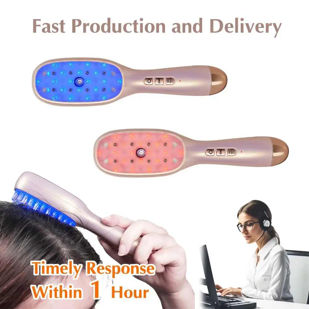 New EMS Electric Massage Comb Spray Comb Head Acupoint Medicine Comb Red Blue Light Therapy Device Anti-Hair Loss Brush