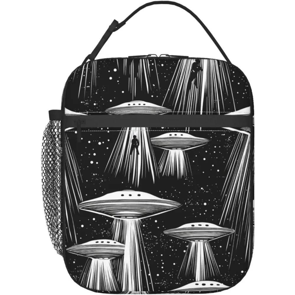 صندوق غداء Alien Ufo للأطفال والبنات والنساء البالغات، حقيبة غداء معزولة بمساحة غامضة، حقيبة يد من البوليستر المبرد #1