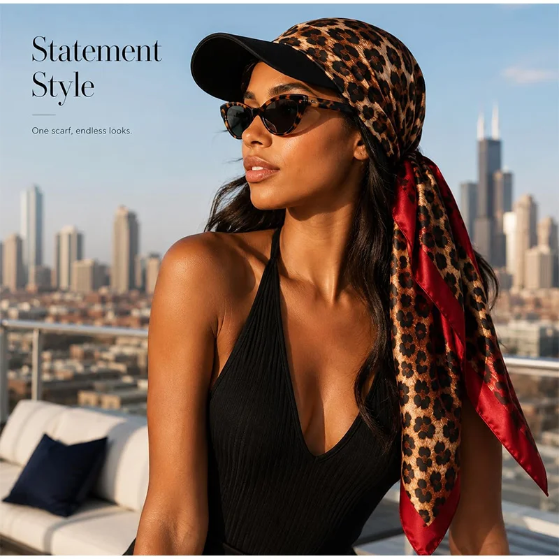 New Women Strap Visor Scarf Hat Leopard Print Lightweight Bandana Sun Cap Sun-protective Duck Tongue Cap For Daily Wear 2027