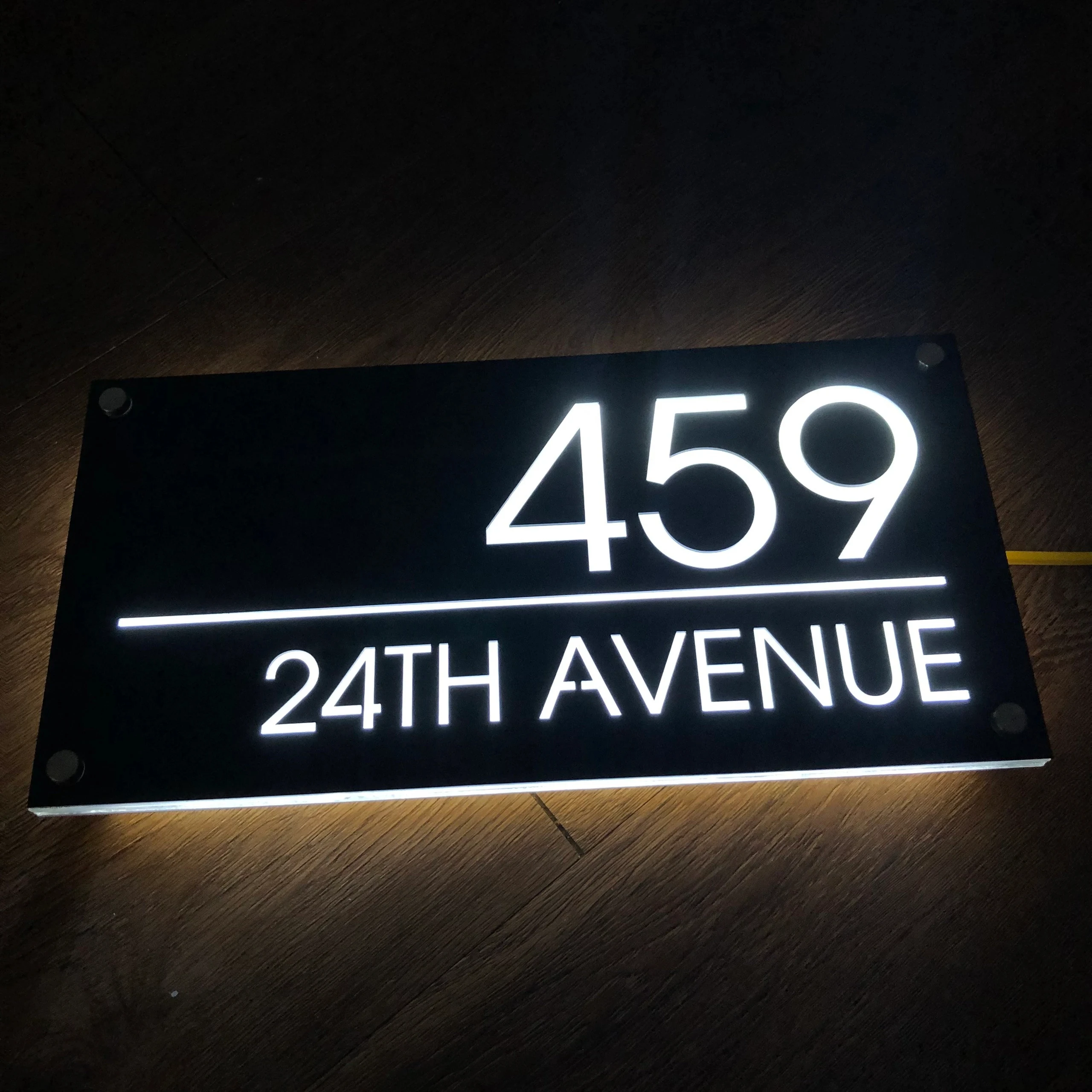 LED House Apartment Hotel Custom content numbers horizontal Outdoor modern light Acrylic Home Illuminated Address Street Sign