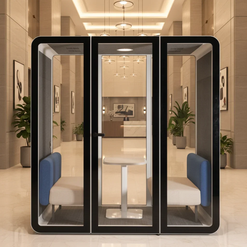 UNIBOOTH Modern Prefabricated Office Pods ASTM E84 Class Fire Rated IS0 23351 Certified 33dB Soundproof Privacy Booth Warehouse