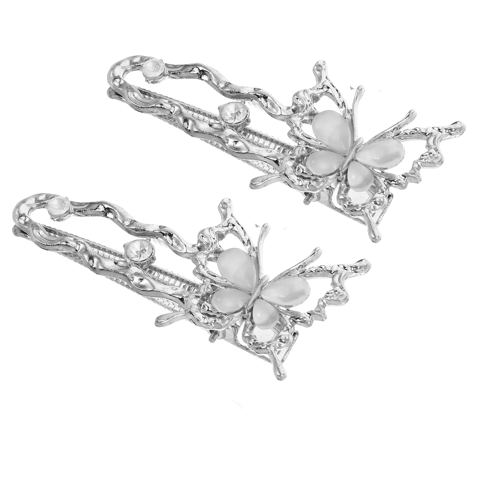 

2 pcs Butterfly Hair Clips Metal Cat Eye Alligator Barrettes Stylish Side Band Clamps For Women Girls Wedding Party Hairstyle