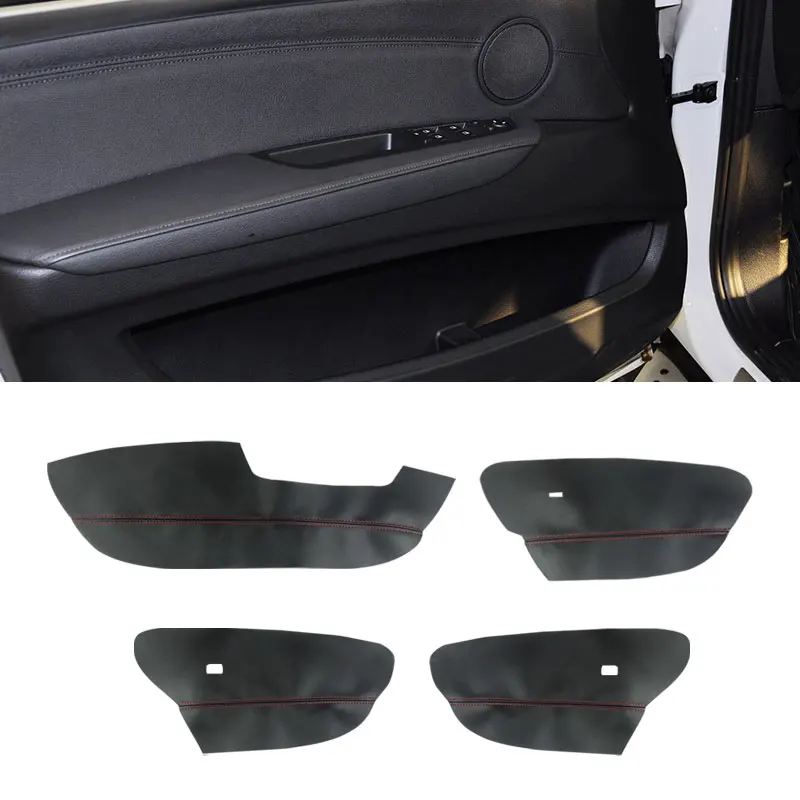 only LHD version For BMW X5 E70 2007 2008 2009 2010 2011 2012 2013 4pcs Car Door Armrest Panel Cover Protective Leather Trim