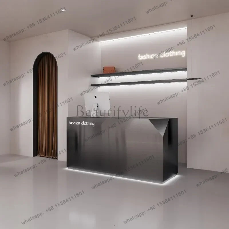 LSItalian Minimalist Stainless Steel Cashier Desks Nordic Creative Clothing Store Cafe Bar Office Furniture Escritorios FYRD