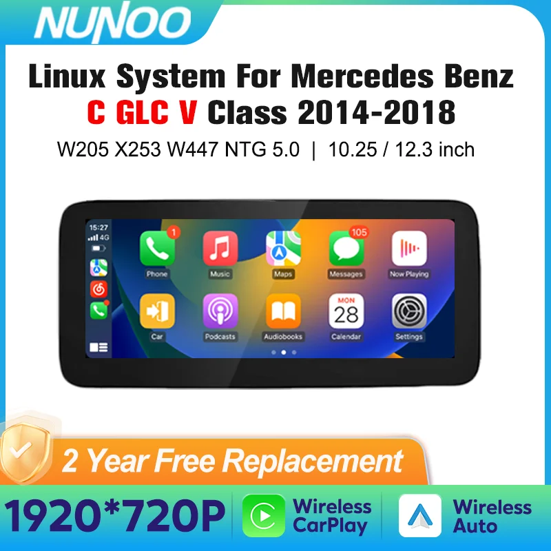 

Linux Wireless Carplay Android Auto For Mercedes Benz W205 X253 C Class Car Multimedia Player Intelligent Systems Radio