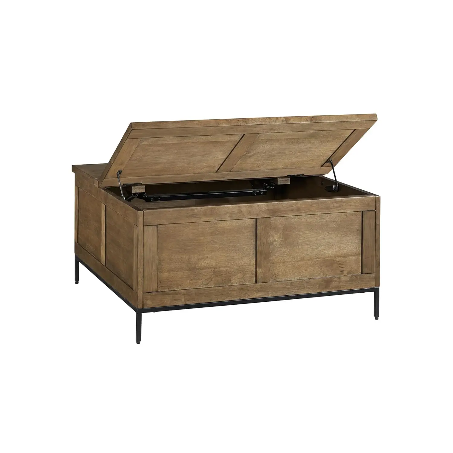 

Lift-Top Coffee Table With Hinged Design And Storage, Light Brown & Black