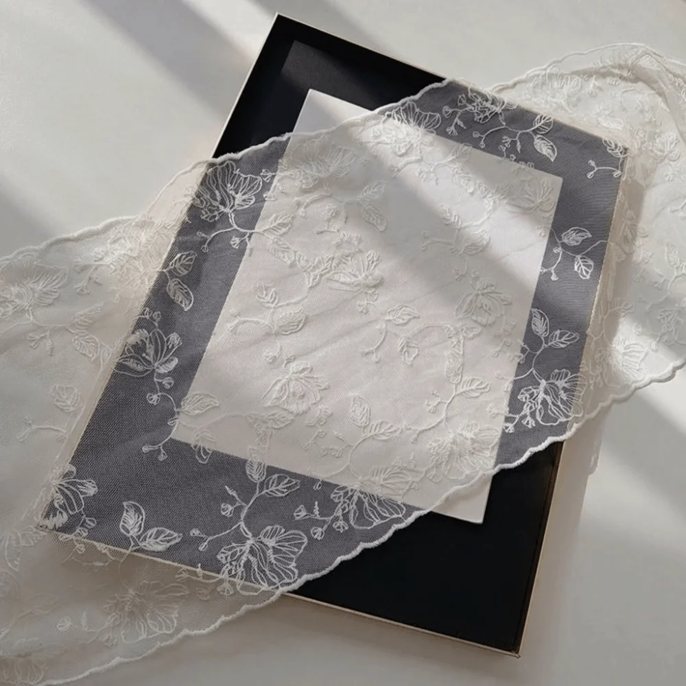 

Literary Retro Women's Lace Scarf Long Solid Color Female Headscarf Embroidered Flower Korean Version Sunscreen Shawl