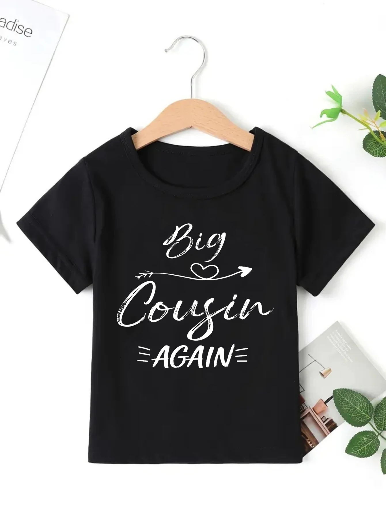 

Big Cousin Again Arrow Heart Printed T Shirt Boys/Girls Pregnancy Announcement T-Shirt Kawaii Kids Clothes Toddler Shirt