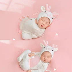 Infants Photography Props Clothes Crochet White Dragon Newborn Outfits Jumpsuits Hat 2pcs/Set Studio Baby Photoshoot Accessories