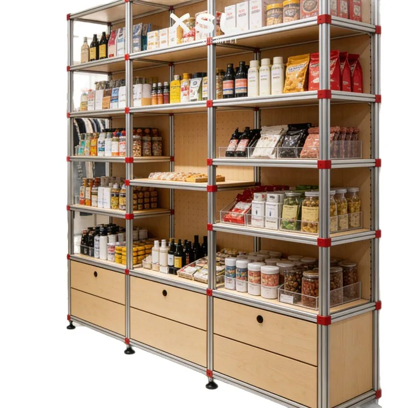 Aluminum profile modern simple floor-to-ceiling multi-layer rack, commercial storage rack