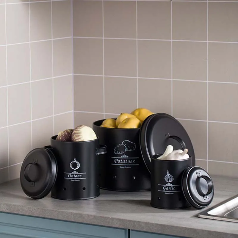 Customized Cheapest Price 3pcs Kitchen Storage Container Bins Holder Set for Potato Onion Garlic 3