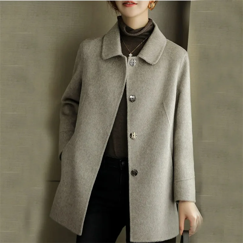 

2024 Spring Autumn Winter New Windbreaker Korean Casual Wool Coat Female High-End Woolen Jacket Women's Long Section Tops Tide