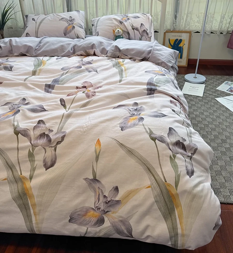 French pastoral flower Iris bedding set,twin full queen king fresh flower cotton home textile bed sheet pillow case quilt coverF