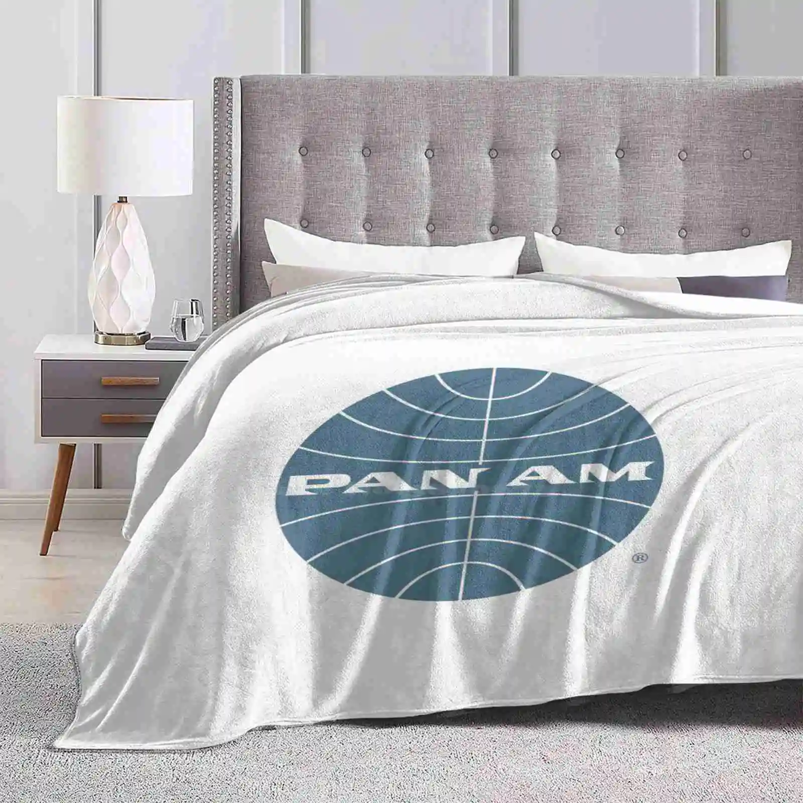 Pan Am Early 1950S Globe Thin Frame Inverted Fashion Soft Warm Flannel Blanket Pawamerch Paa Panam Pan American Airways Pan