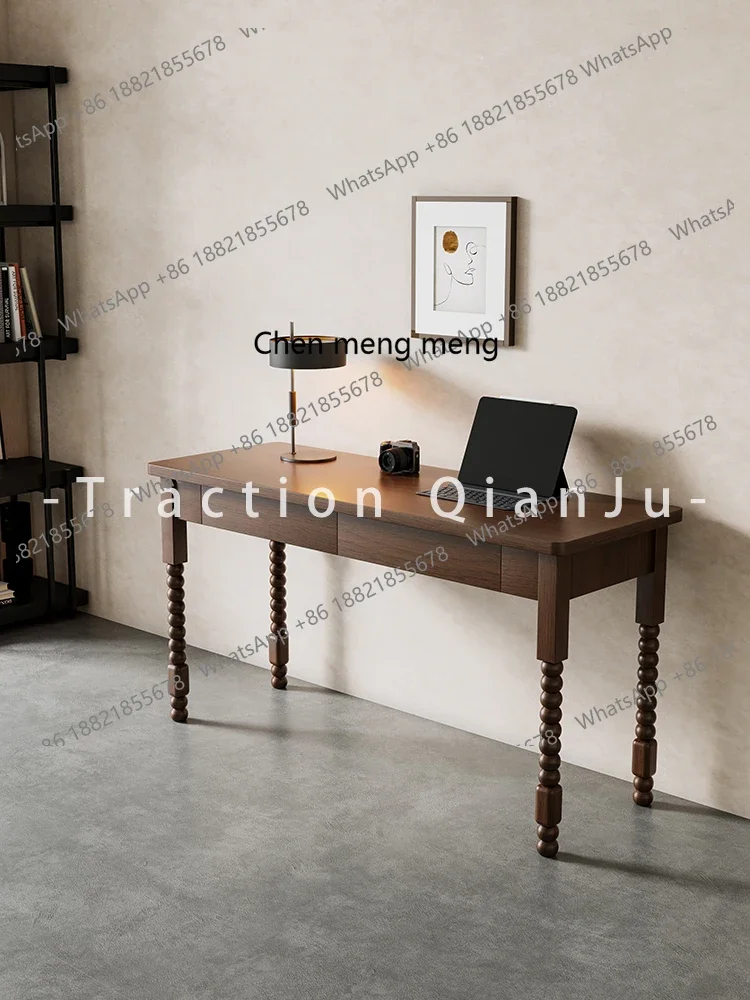 Solid Wood Desk French Retro Study Home Bedroom Dressing Table Writing Desk Integrated