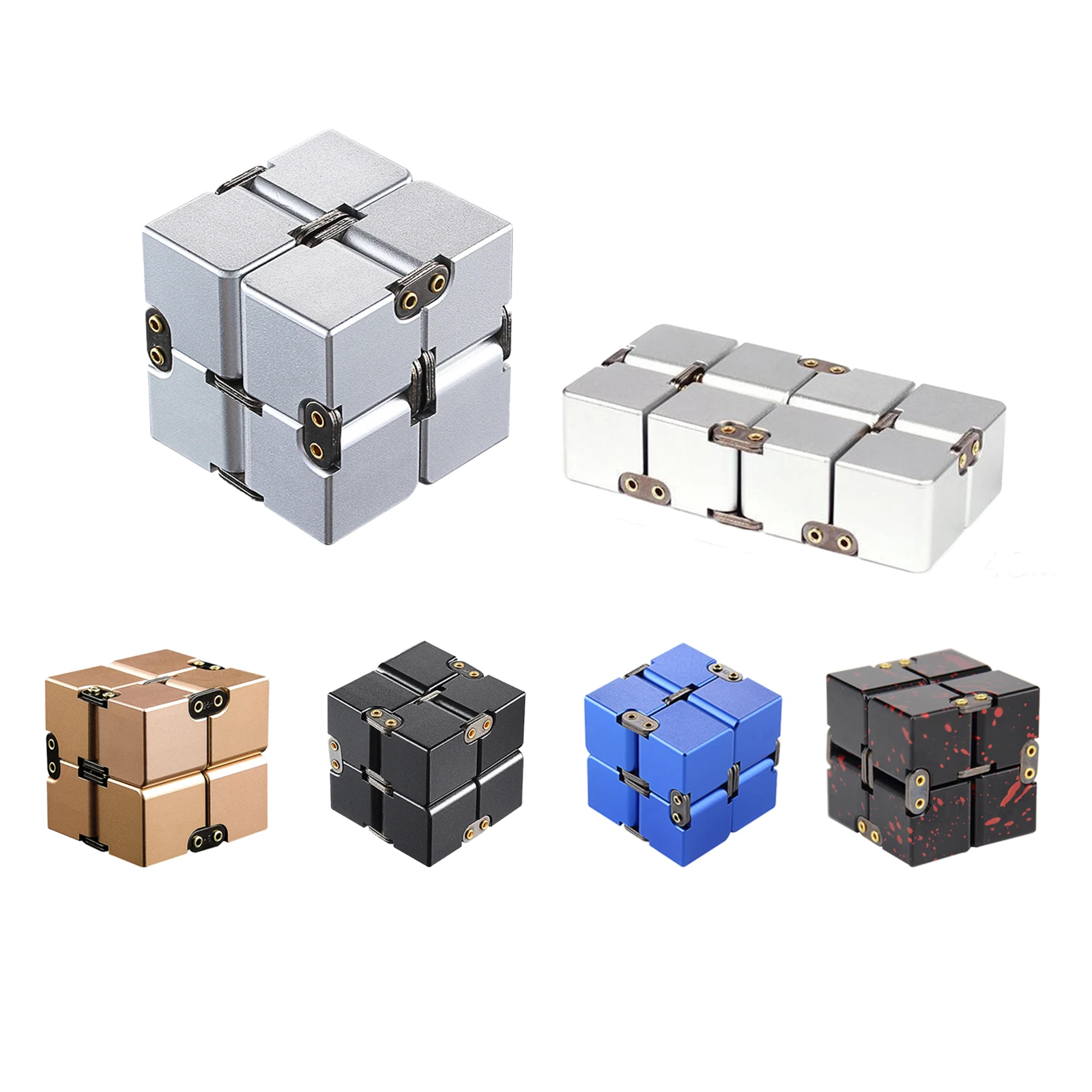 Metal Aluminum Alloy Infinity Cube Fidget Toys,EDC Hand For Autism ADHD Anxiety Stress Relief Focus For Kids and Adults