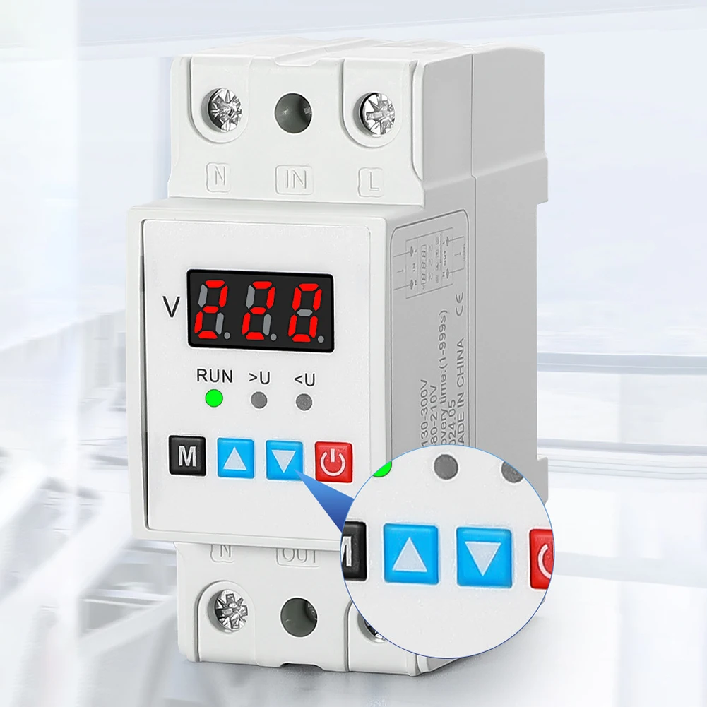 Adjustable Self-reset Over/under Voltage Protector AC220V 1-Display V-Protector1817109465 Adjustable & Smart Voltage Control