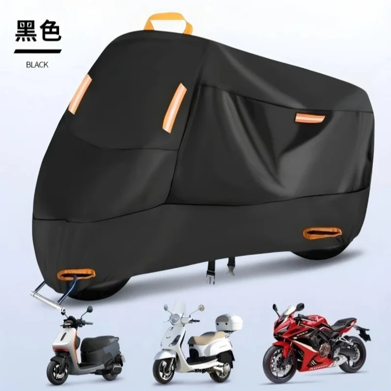 Tokept black motorcycle cover, 210D Oxford fabric outdoor windproof protection cover, suitable for Harley-Davidson, Honda, Suzuk