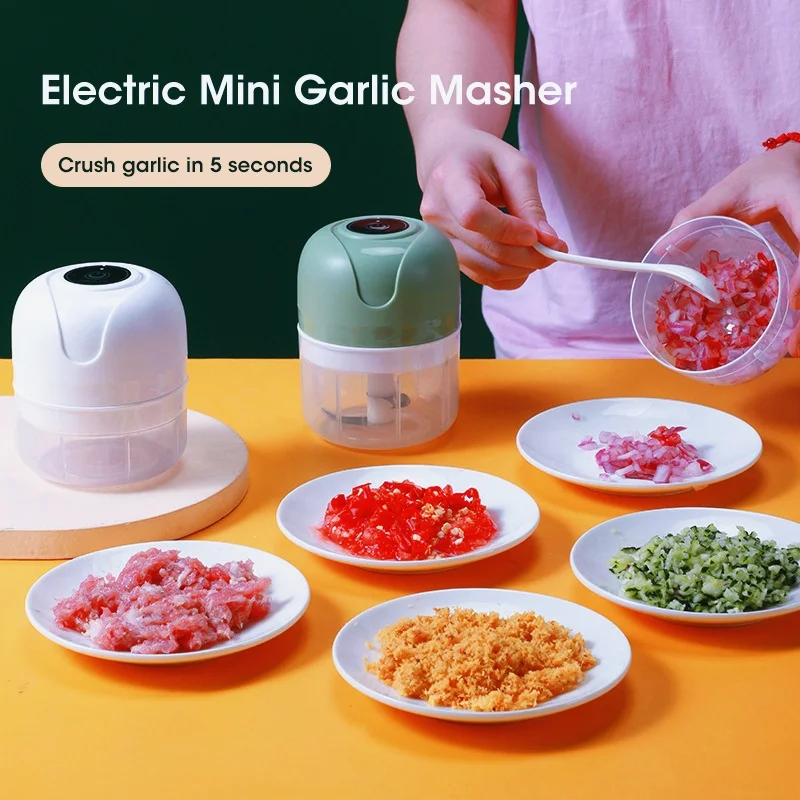 Mini Electric Garlic Press 250ML USB Charging Masher for Vegetables Fruits Onions And Ginger Kitchen Tool