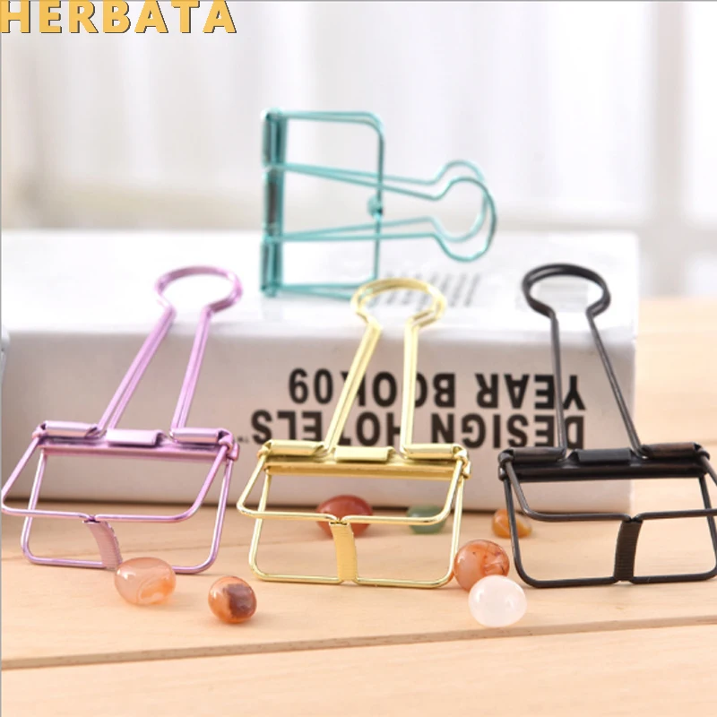 50mm Big Size Novelty Solid Color Hollow Out Metal Binder Clips Notes Letter Paper Clip Office Supplies CL-2604