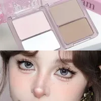 Two-tone Highlight Contour Palette Matte White Highlighter Grey Brown Nose Shadow Face Contouring Bronzer Brighten Powder Makeup