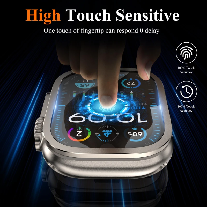 2pcs Tempered Glass for Apple Watch Ultra 49mm Titanium Metal Frame Anti-Scratch film Serie Ultra 2 Screen Protector Accessories view 3
