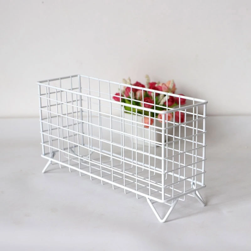 Nordic Style Iron Storage Basket Bread Snack Fruit Basket Household Organizer Holder Bathroom Kitchen Sundries Storage Container