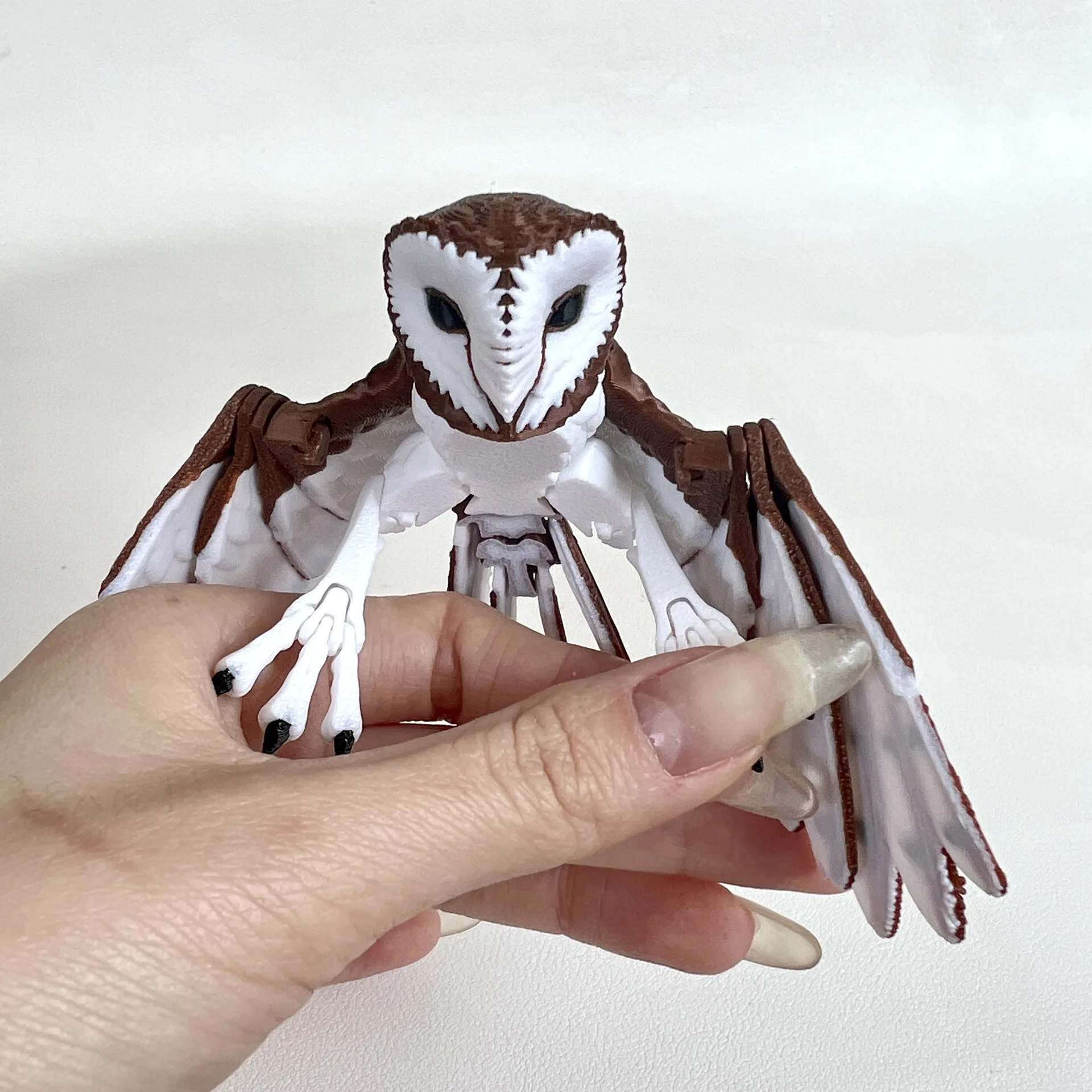 Gelede Uil Ornament Beeldje Simulatie Dier Uil Model 3d Gedrukt Desktop Met Flexibele Vleugels Stressverlichten Voor Vogel