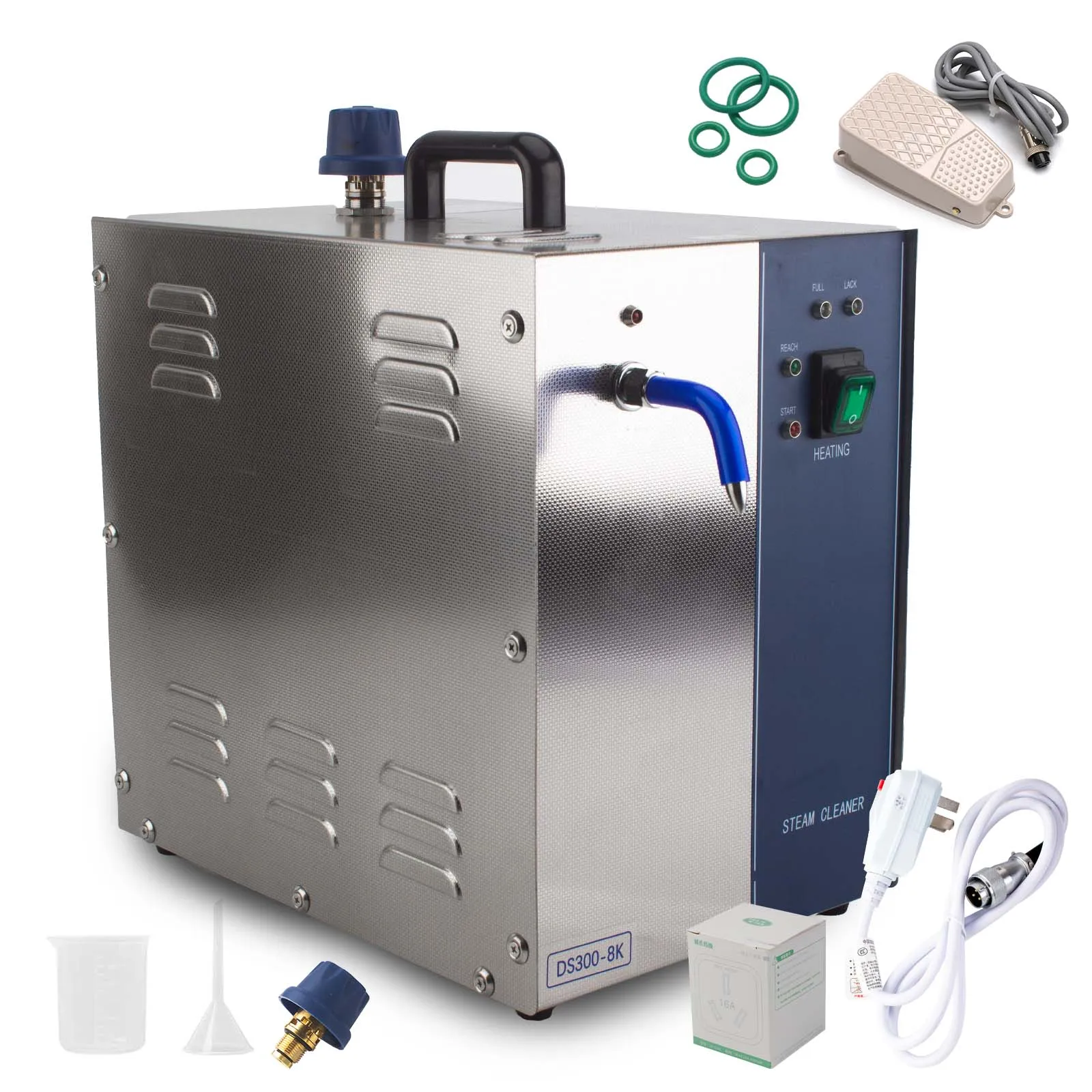 DS300-8K 8 Bar Commercial Jewelry Steamer – 2300W Steam Power with 3L Boiler for Professional Cleaning