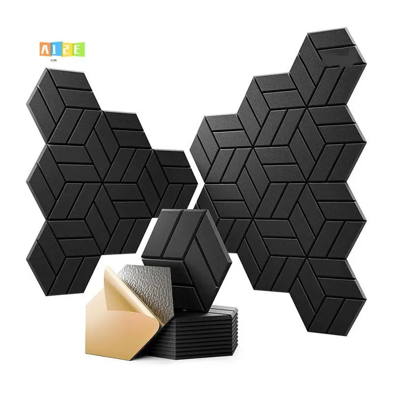 A12E-22Pcs Self-Adhesive Acoustic Panels,12X10x0.4In Hexagonal Soundproof Wall Panels, Sound Panels For Home Studio Office