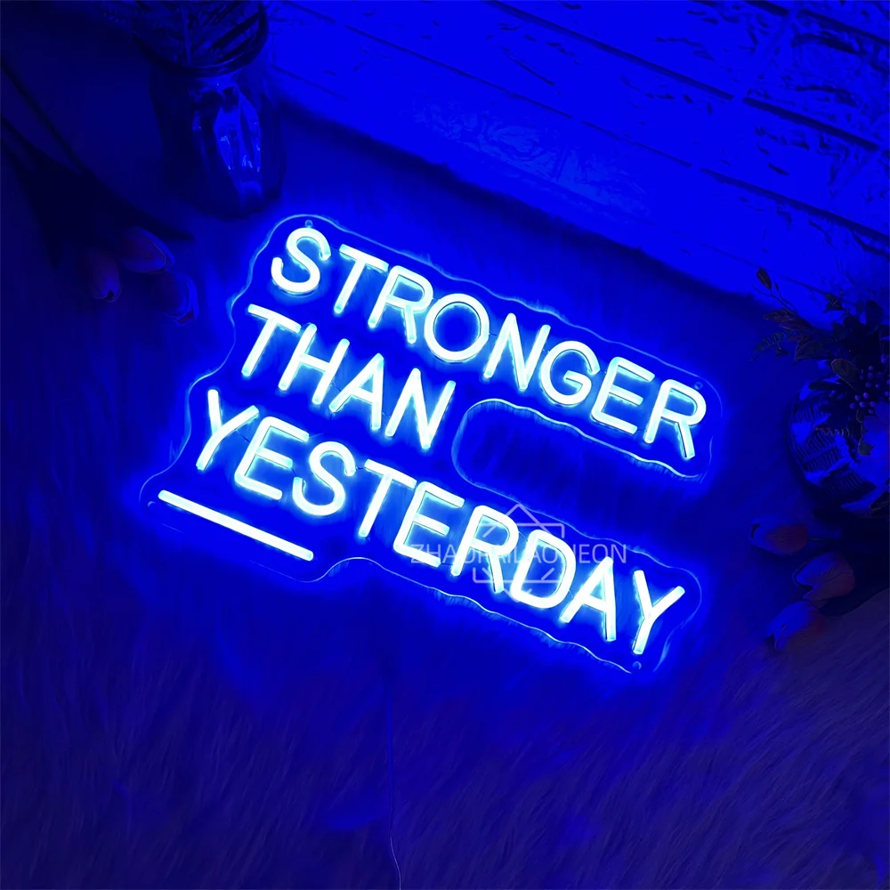 Stronger than yesterday LED Neon Sign Gym Room Led Wall Decor Neon Light Sign Fitness Room Club Bar Decoration Neon Lights Gift