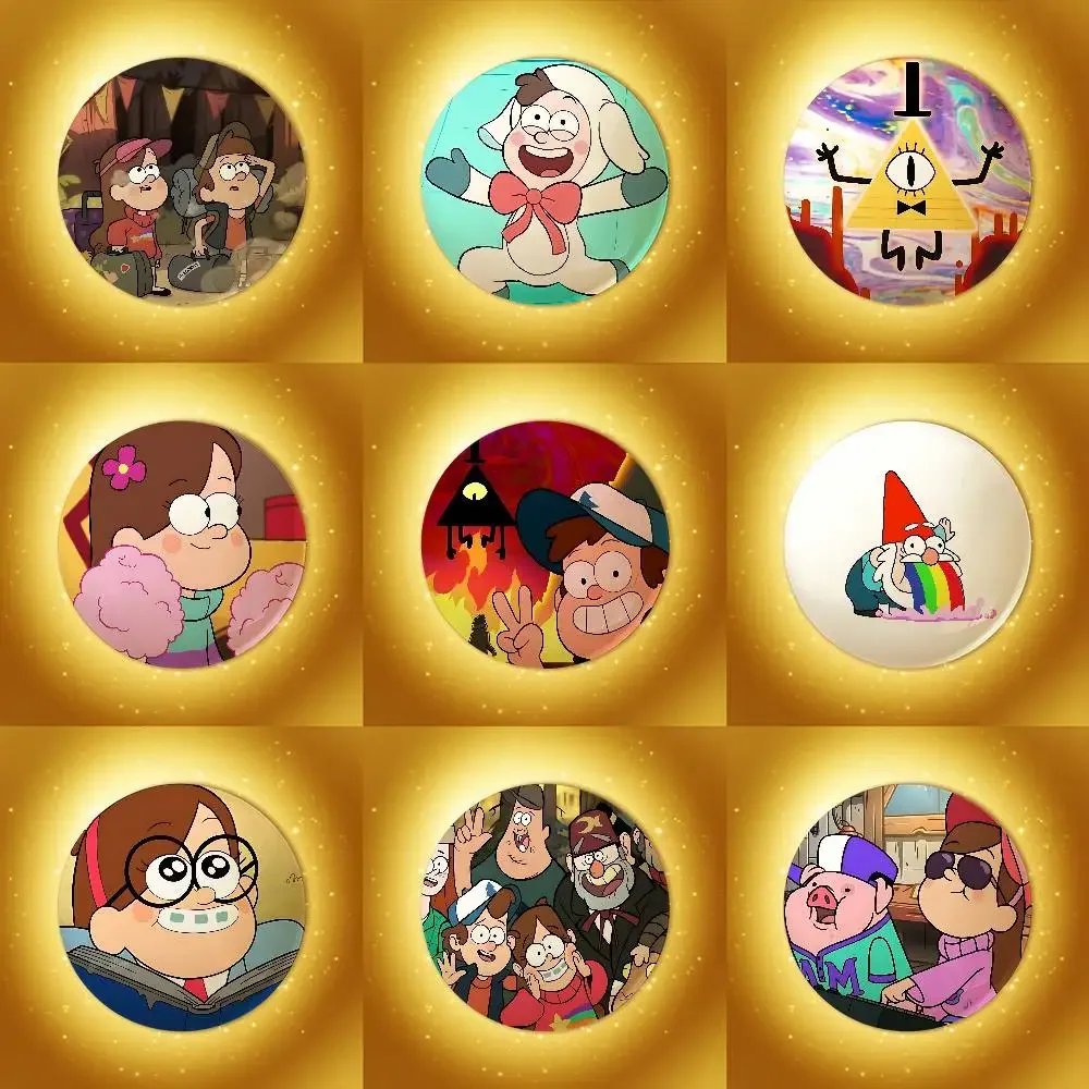 Cute G-Gravity Falls-S Enamel Pins Handmade Round Brooch L Killer Yagami Light Cosplay Badge Backpacks Jewelry Gifts