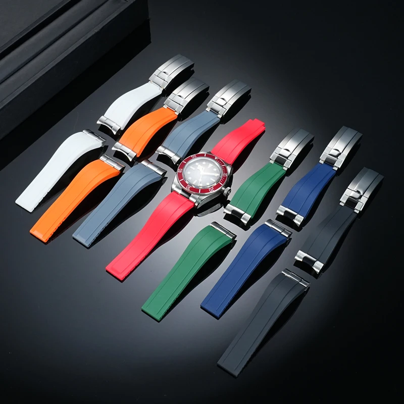 

Мягкий резиновый ремешок для часов 20 мм, 21 мм, 22 мм, браслет со стальным концом для Tudor 39 мм 1958 BB58 Black Bay Panda Pro, черный ремешок с защитой
