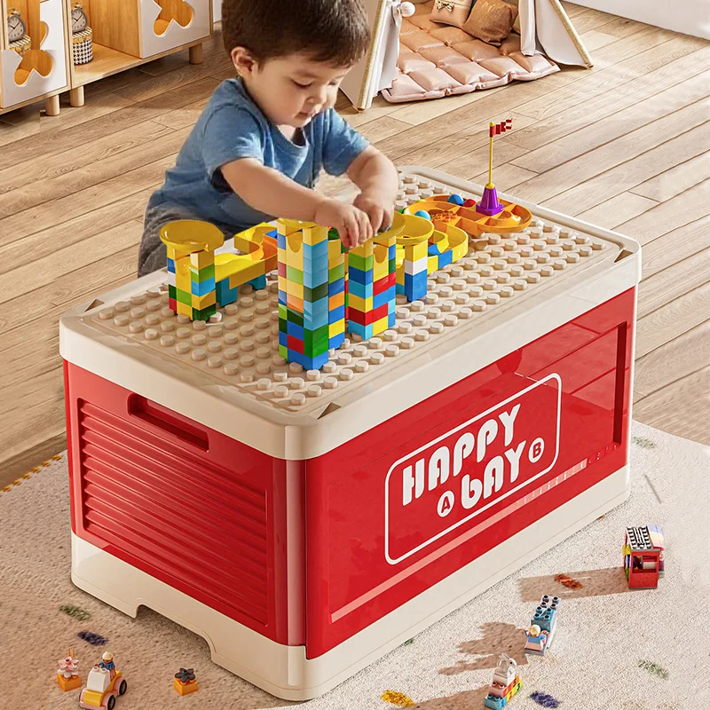 Building block organizer kids toy organizer large particle parts with wheels collapsible storage bin movable