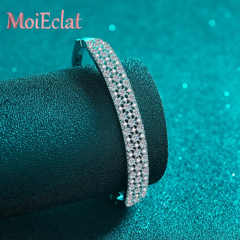 الفاخرة 1 قيراط جميع أساور مويسانيتي غرامة مجوهرات مصممة للنساء، البلاتين PT950 تألق سوار هدية للذكرى السنوية #3