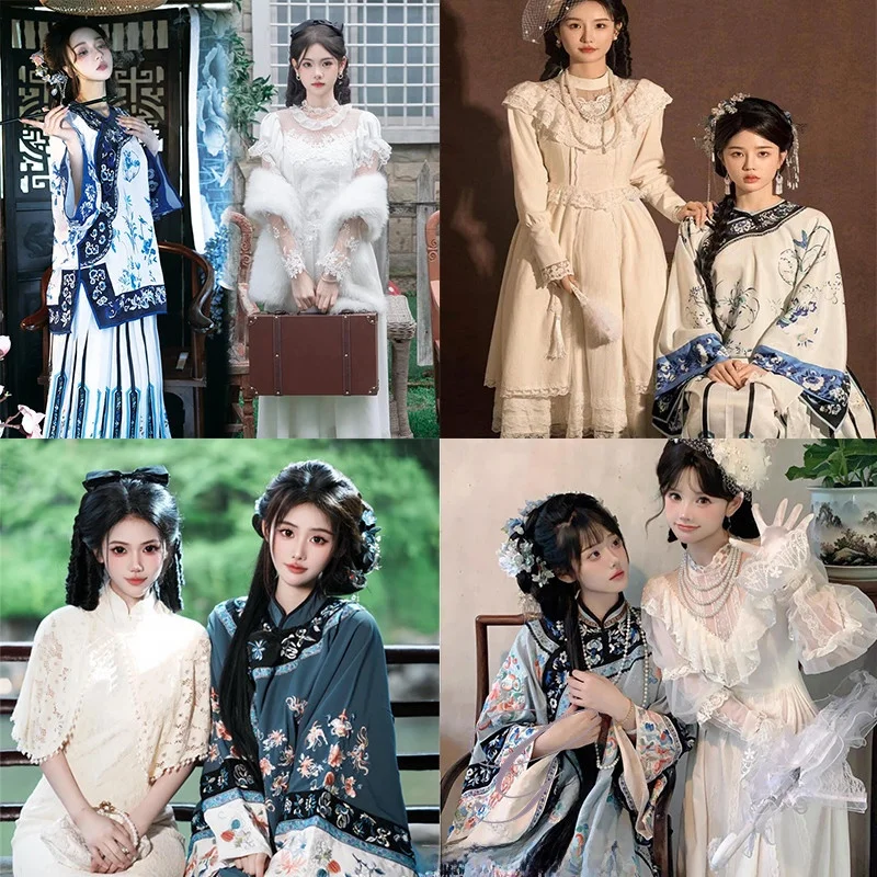 

Blue And White Porcelain Qing Dynas Princ Costume Women's Hanfu Photoaphy Clothes Travel oot Traditional Chinese Clo...