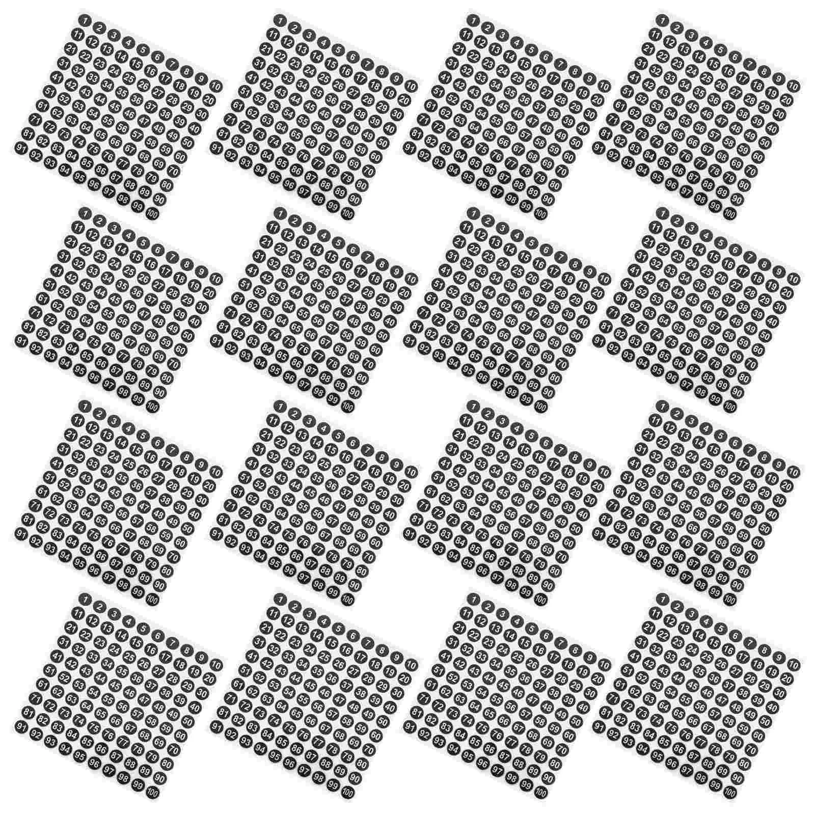 50 Sheets Round Number Stickers Sign Numbers Numbered Waterproof for Office Organizing Copper Plate Labels