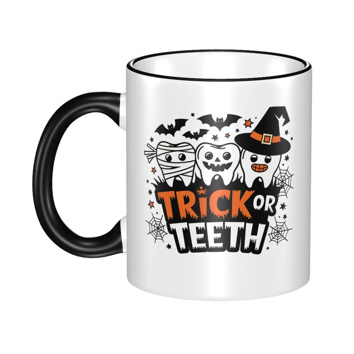 Trick Or Teeth Dental Assistant Dentist Mug Kawaii Cartoon Teeth Helloween Coffee Cup Gift For Women Men