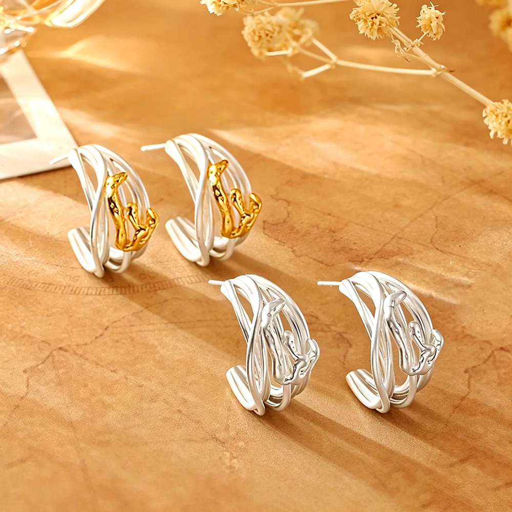 

High-end multi-layered contrasting color earrings, creative design, fashionable and exquisite niche personalized earrings