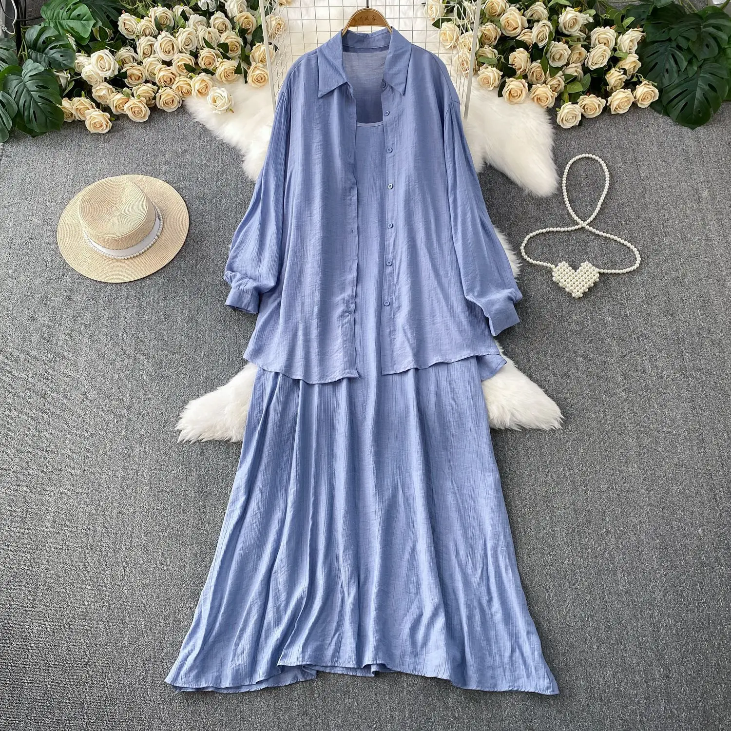 UNI เสื้อฤดูร้อน + ชุดเดรสเซ็กซี่เดี่ยวหลวมยืดหยุ่น Slim 2 ชิ้นชุด Elegant Office Lady เกาหลีแฟชั่น Vestido