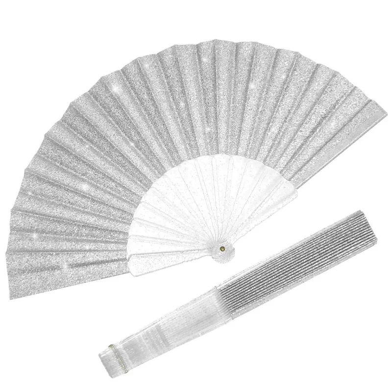 Glitter Folding Hand Fans for Women Foldable Handheld Clack Fans for line dancing Festival EDM Party Club Raves accessories