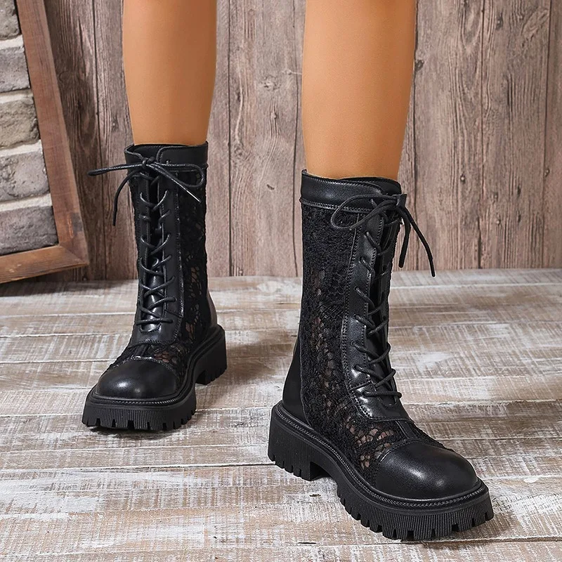 أحذية برقبة قصيرة برباط للنساء ، أحذية بمنصة جيدة التهوية ، مقاومة للماء ، حجم كبير ، أزياء نسائية ، تخفيضات كبيرة ، الخريف ، ،