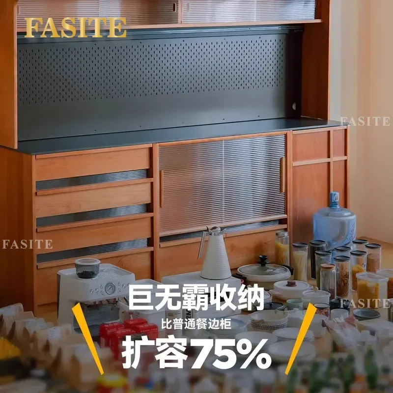 for Living Room Solid Wood Rock Slab Module Side Cabinet Peninsula Titan Dining Side Cabinet Integrated Storage Cabinet
